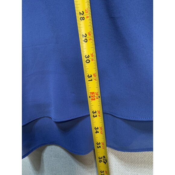 BCX Womens Cold Shoulder Shift Dress Size M Royal Blue V-Neck Ruffle Sleeve - Picture 6 of 10